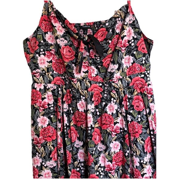 Torrid 3 Dress Skater Poplin Floral Tie Front Cottagecore Coquette Fairycore - Picture 2 of 6